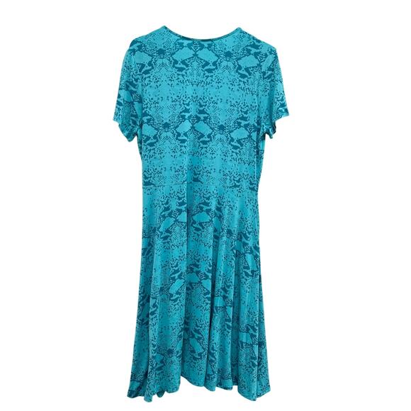 Fresh Produce Faux Wrap V Neck Dress Women XL Blue Short Sleeve Jersey Knit - Picture 2 of 8